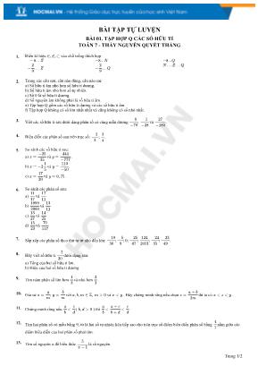 Bài tập tự luyện Toán 7 - Bài Tập hợp Q các số hữu tỉ - Nguyễn Quyết Thắng